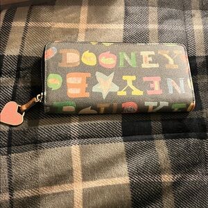 Dooney and Bourke multicolor coated zippered wallet
